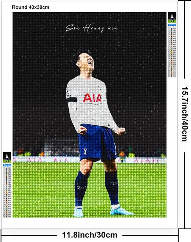 Son Heung Min 5D Diamantmalerei Fußball Stern Poster als kreative Mosaik Wanddekoration in Mehrfarbig - Bild 1