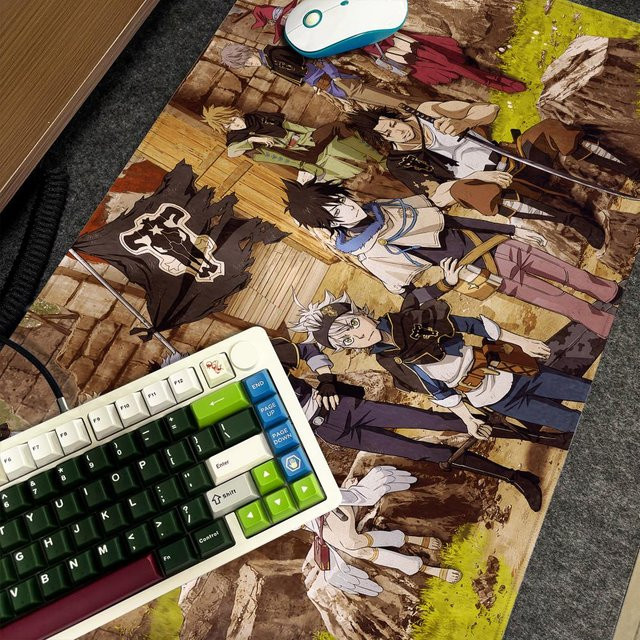 Anime B-Black C-Clover Mauspad XXL rutschfeste Gamer-Tastaturmatte mit HD Art Design in Schwarz und Multicolour, B/T: 90 x 40 cm - Bild 1
