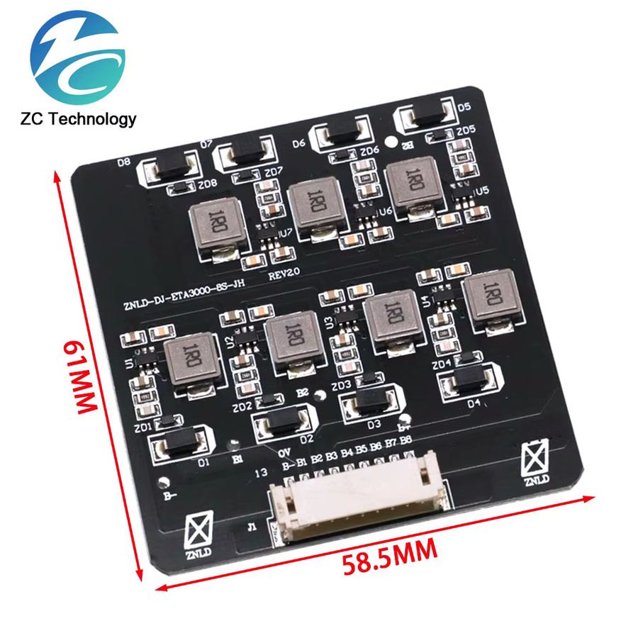 BMS 2S-8S Aktiver Equalizer Balancer für LiFePO4 und LTO Lithium-Batterien, Energie Transfer Board in Schwarz - Bild 4