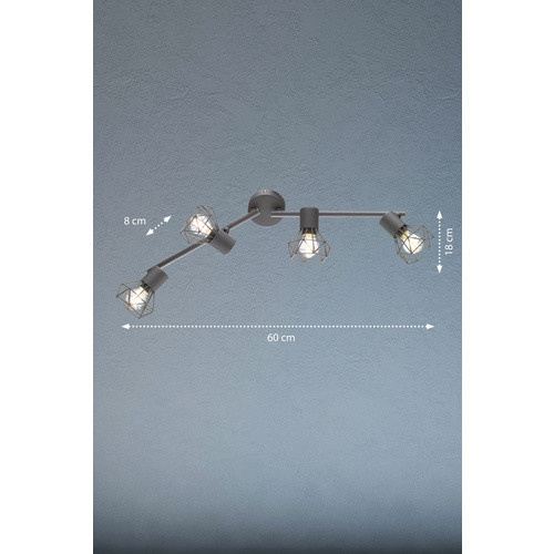 Fischer & Honsel Deckenleuchte Spot grau Chrom aus Metall mit 4 E14 Fassungen B/H/T: 60 x 18 x 8 cm - Bild 4
