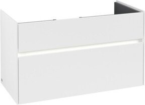 V&B Waschtischunterschrank Collaro mit Waschtisch und LED-Beleuchtung, Farbe: Weiß, B/T/H: 95,4 x 54,6 x 44,4 cm - Bild 1
