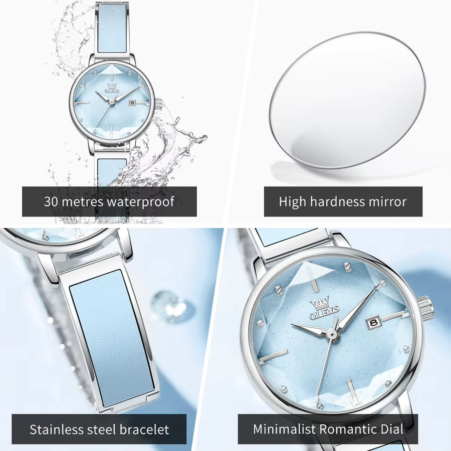 OLEVS Armbanduhr, Automatik, Edelstahl, Weiß, Damen - Bild 4