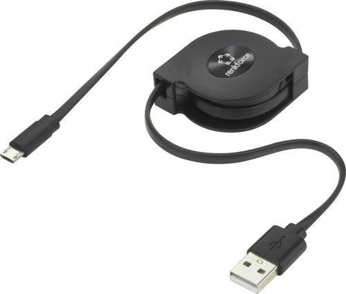 Renkforce USB 2.0 Kabel mit USB-A und Micro-USB Stecker, Schwarz, 0,80 m - Bild 1