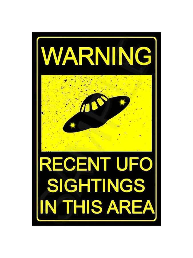 CIFBUY UFO Sightings Metallschild für Wanddekoration, Gelb, Rechteckig - Bild 2