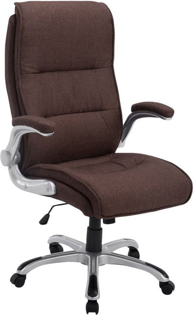 TPFLiving Bürostuhl Vila XXL Executive Chair aus Stoff in Braun mit Armlehnen und Rollen - Bild 1