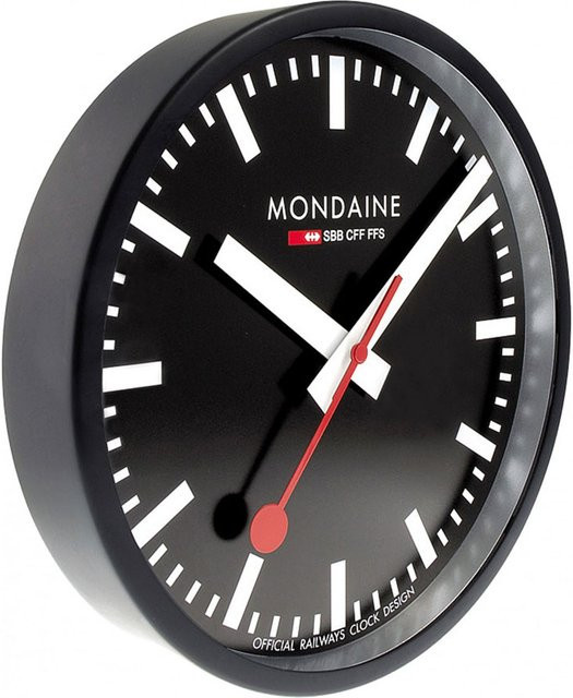 Mondaine Wanduhr A990.CLOCK.64SBB Analog Quartz Schwarz Rund Durchmesser: 25 cm - Bild 1