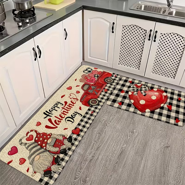 VIKAMA Dekorativer Teppich mit floralem Design in Rot für Wohnzimmer, Schlafzimmer, Küche oder Eingangsbereich - Bild 1