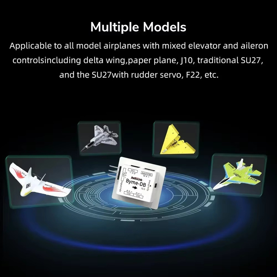 Radiolink Byme-A Byme-D Byme-DB Flugsteuerung Mini mit Gyro 3D für RC 3CH Flugzeug 4CH Jet und Geradflügler in Schwarz - Bild 4