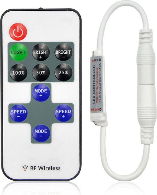 MALITAI Fernbedienungs-LED-Dimmer-Schalter DC 12V-24V Helligkeitsregler für einfarbige LED-Streifen in Weiß - Bild 1
