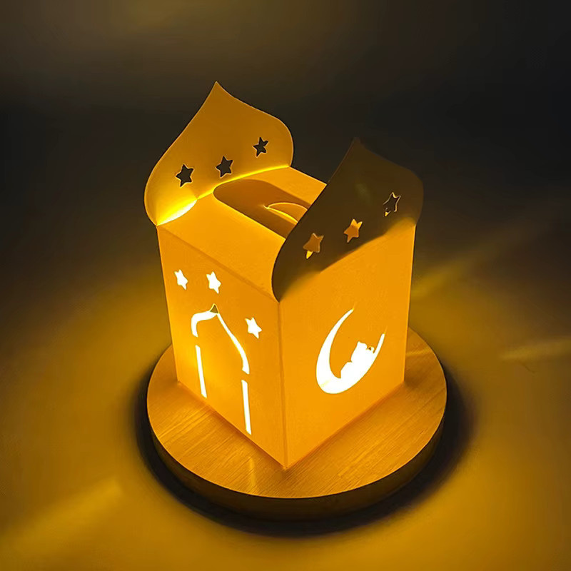 10 Stück Ramadan Mubarak Geschenkboxen aus Papier in Weiß mit Mond und Sternen Muster für Schokolade und Süßigkeiten zur Eid al-Fitr Party DIY Verpackung - Bild 2