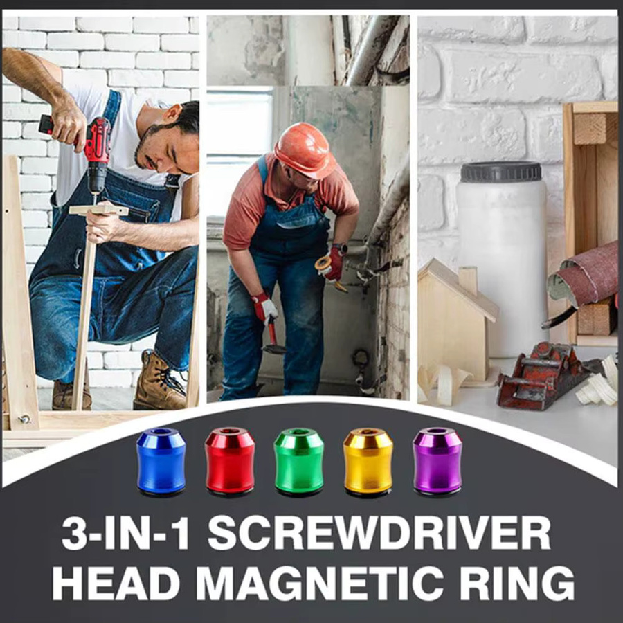 3-in-1 Magnetisierer und Schraubendreherkopf aus Aluminiumlegierung in Rot, 6,35 mm - Bild 5