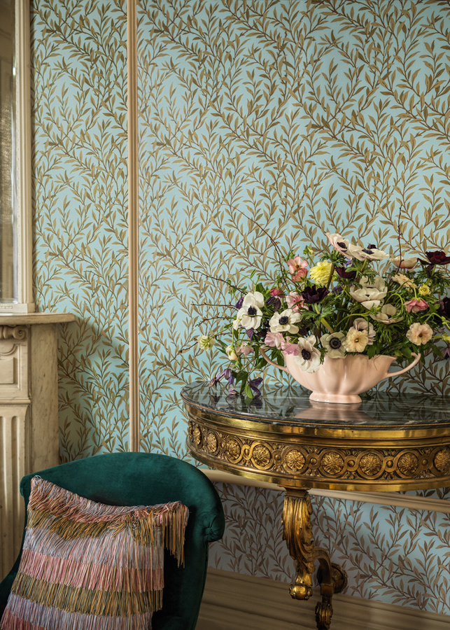 Cole & Son Tapete Willow Branch Botanisches Floral Design in Petrol und Grün Non-Woven - Bild 1