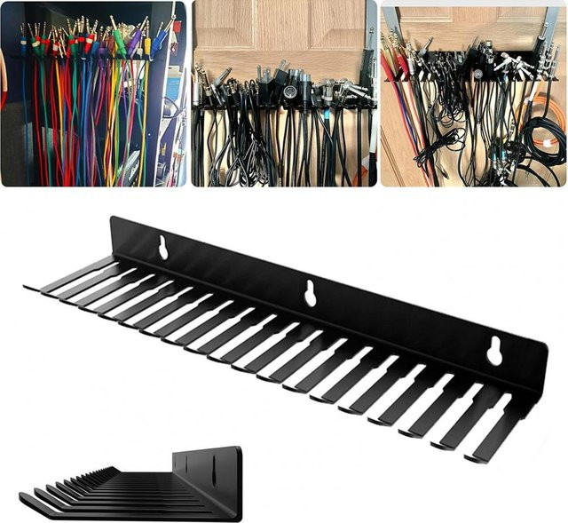 Wandmontierbare Metall-Audiokabel-Wandhalterung für Kabelmanagement in Schwarz - Bild 1
