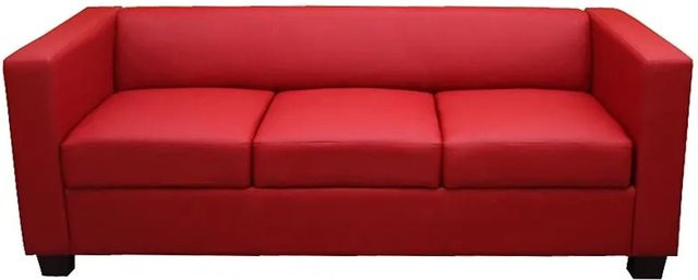 MCW 3er Sofa Lille aus Leder in Rot mit Massivholzrahmen im modernen Lounge-Stil, B/T/H: 191 x 75 x 75 cm - Bild 2
