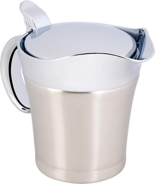KaiSai Soßenkännchen und Servierkrug aus wärmeisoliertem Edelstahl 304 in Silber mit Deckel und tropffreiem Ausguss, 450 ml - Bild 1