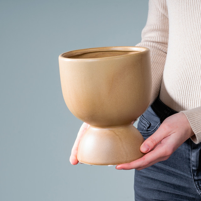 Keramik Übertopf mit Sockel von Green Living BLUME2000 in Braun, Höhe: 12 cm - Bild 1