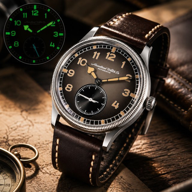 Hruodland Armbanduhr Automatik, Edelstahl, 38 mm, Herren, Schwarz - Bild 1