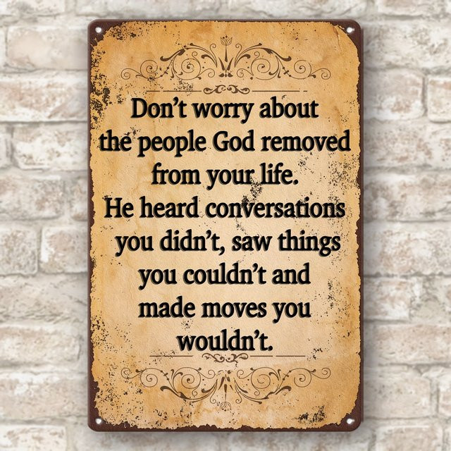 Vintage-Metallschild CIFBUY Don't Worry God Hears You Wanddekoration in Schwarz und Beige - Bild 1