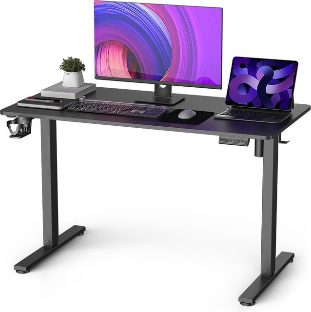 GartistGO Elektrischer Schreibtisch höhenverstellbar in Schwarz mit Holz- und Metallrahmen für dein Home Office - Bild 1