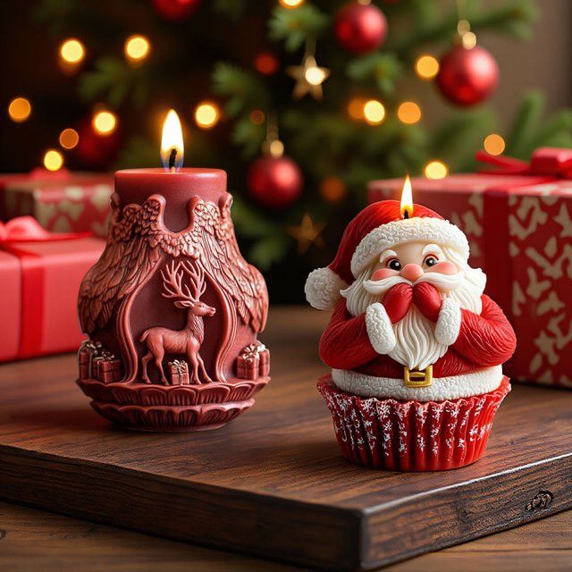 Milu Silikonform für Weihnachtsdekoration mit Hirsch, Santa und Lotus-Motiven zur Gestaltung von Gips, Harz oder Kerzen - Bild 1
