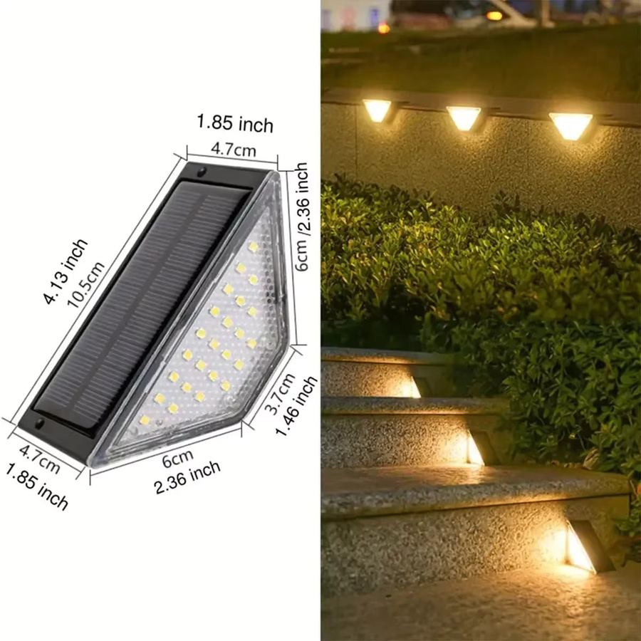 KDULIT Solar-Stufenleuchten für den Außenbereich in Schwarz mit warmweißem Licht, IP66 wasserdicht, moderne Einbauleuchten für Terrasse und Hof - Bild 6