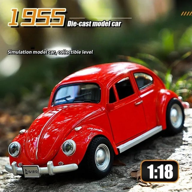 WELLY 1955 Käfer Automodell, 1:18, Metall, Orange, Rot - Bild 1