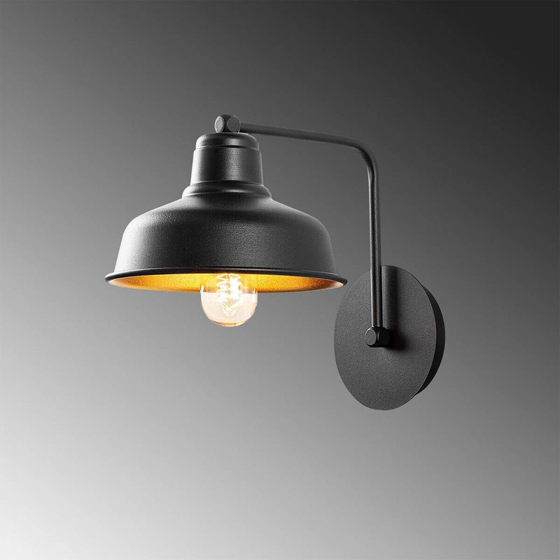 Opviq Wandleuchte aus Metall in Schwarz für Wohnzimmer, Schlafzimmer und Flur, E27, B/H/T: 27 x 24 x 19 cm - Bild 2