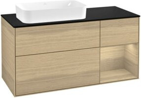 V&B Waschtischunterschrank Finion mit Wandbeleuchtung in Eiche Beige, Breite: 120 cm, Tiefe: 50,1 cm, Höhe: 50,1 cm - Bild 1