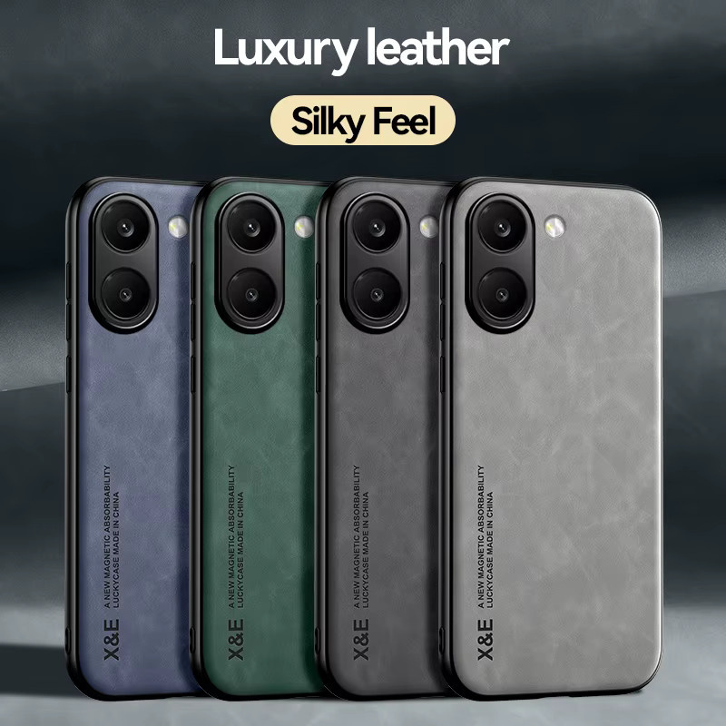 Luxuriöse Leder-Handyhülle für Xiaomi Mi POCO X8 PRO 5G in Grau, rutschfest und seidig glänzend - Bild 2
