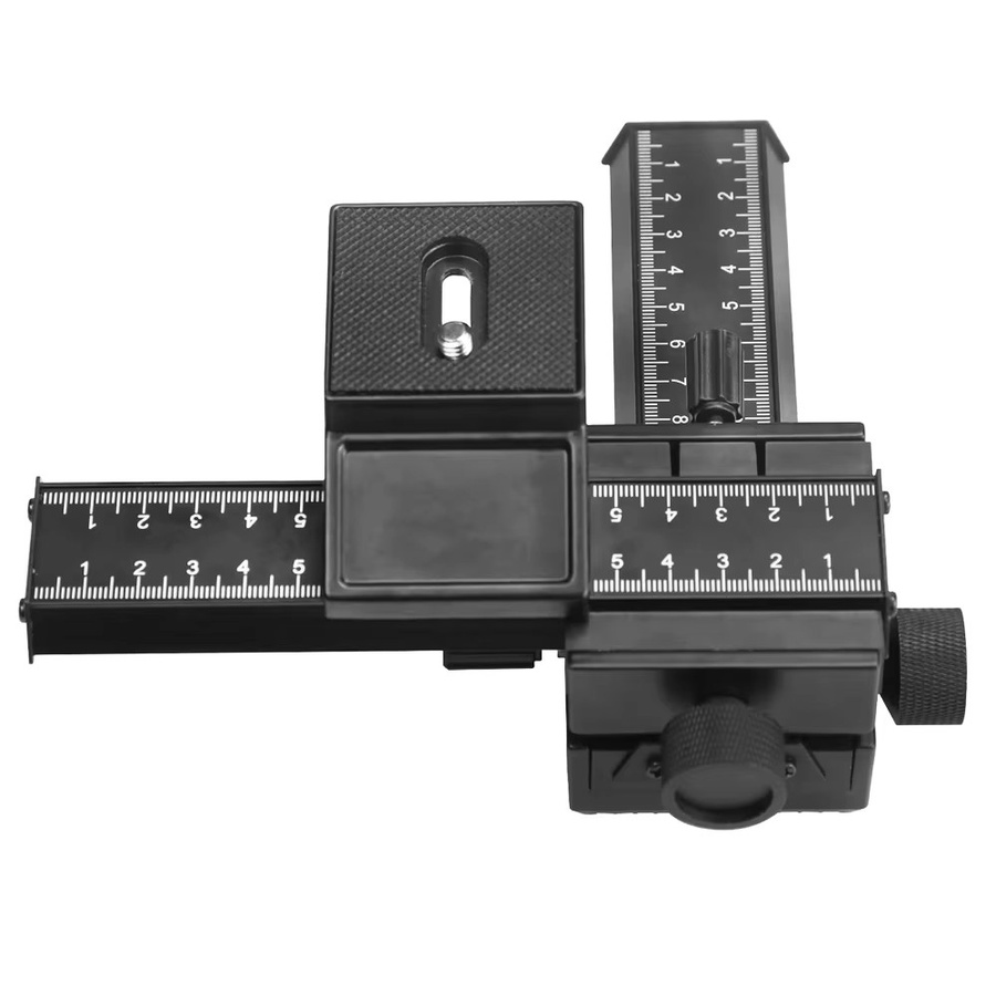 RYH 4-Wege-Makro-Fokussierschiene in Schwarz für Canon, Sony, Nikon und Pentax mit Stativkopf und 1/4-Zoll-Schraube für DSLR-Kameras - Bild 2