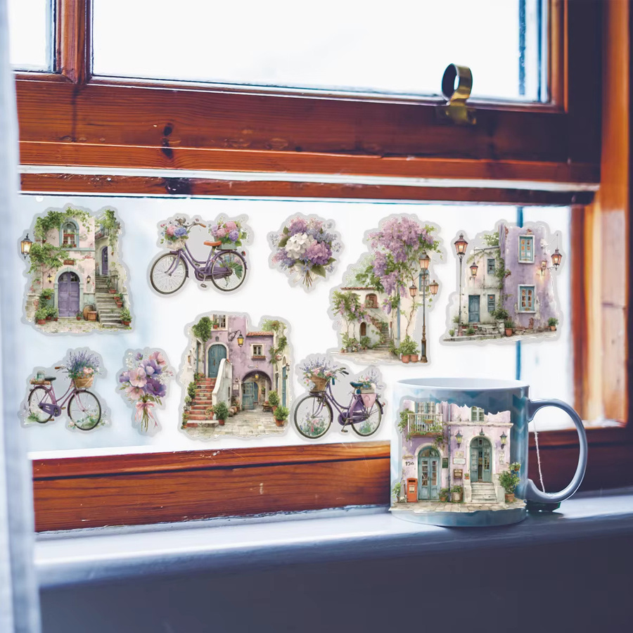 Etori Life Retro-Kunstaufkleber mit Blumen- und Fahrradmuster in Multicolour für Scrapbooking und DIY-Dekoration - Bild 2