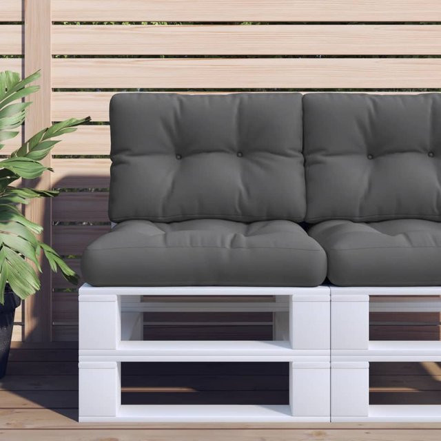 vidaXL Palettenkissen 2-teiliges Set aus Polyester in Anthrazit, UV-beständig und wasserabweisend, 60 x 60 x 12 cm - Bild 2