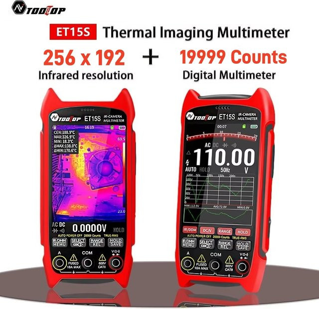 TOOLTOP ET15S Wärmebildkamera Multimeter mit 256x192 Auflösung und PC-Datenspeicherung in Rot - Bild 1