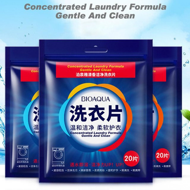 SEEQS Nano Super Concentrated Laundry Clean Waschmittelblätter Blue, 20 Stück/Beutel - Bild 1