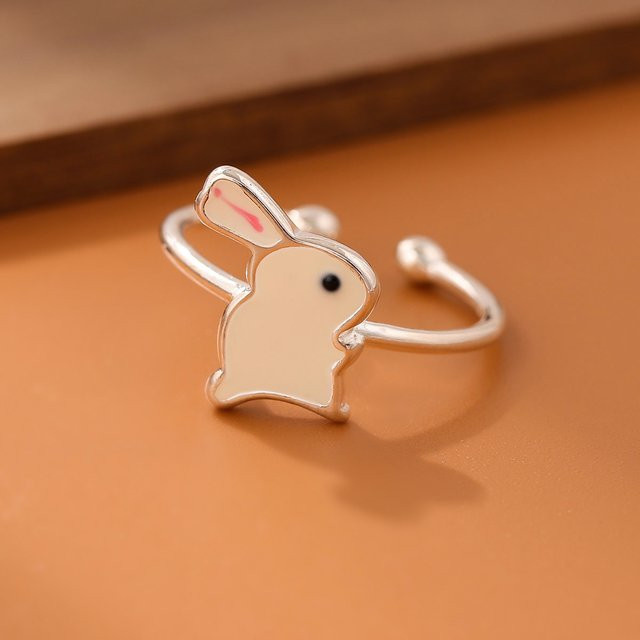 GaGa-Duck Ring, 925 Silber, weißes Kaninchen, Epoxidharz - Bild 1