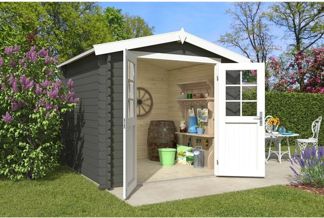 Lasita Gartenhaus Ingo Maja mit Satteldach in Grüngrau, B/T/H: 262,6 x 222,3 x 250 cm - Bild 1