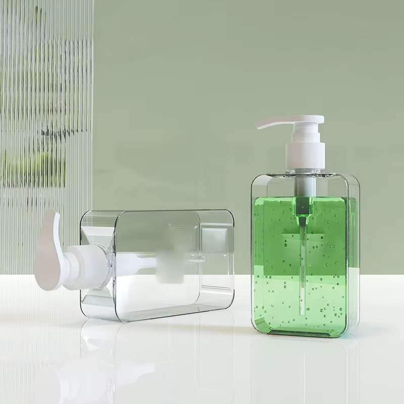 KuZHEN Seifenspenderflasche aus Kunststoff für Badezimmer, nachfüllbarer Aufbewahrungsbehälter für Flüssigseife, Shampoo oder Duschgel, Weiß/Transparent - Bild 1