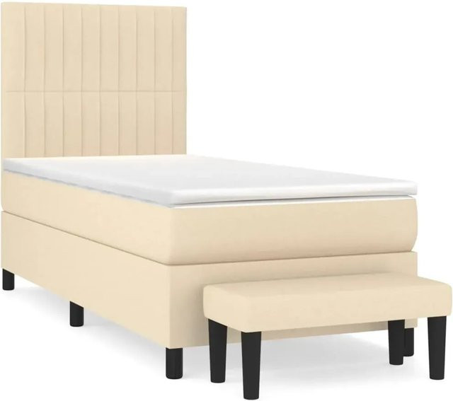 vidaXL Boxspringbett mit Matratze Hybrid-Design in Beige und Weiß, B/T/H: 90 x 190 x 128 cm - Bild 1