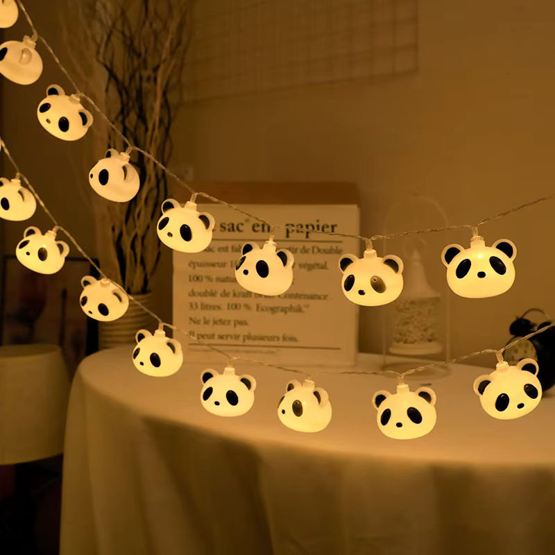 LED Panda Lichterkette mit 40 LEDs in Warmweiß, 6 m Länge, USB und Batteriebetrieb für Party und Dekoration - Bild 2