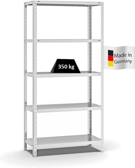 PROREGAL Heavy-Duty Fachbodenregal mit Schraubsystem, 5 Ebenen, Lichtgrau, H x B x T: 200 x 100 x 40 cm - Bild 1