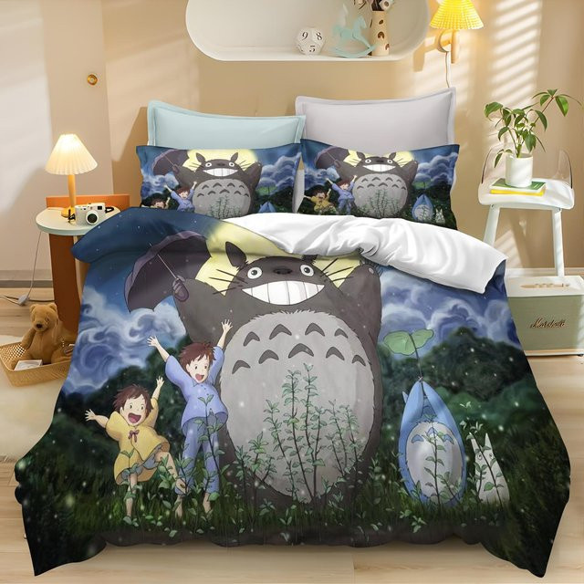 Lodestar Anime Bettwäscheset T-TotoroS mit Bettbezug und Kissenbezug, Mehrfarbig, Breite: 220 cm, Höhe: 240 cm - Bild 1