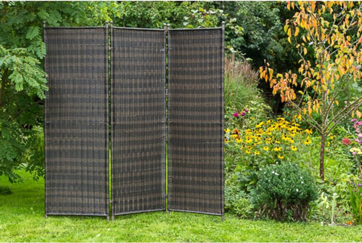 Merxx Paravent aus Polyrattan in Braun - Bild 1