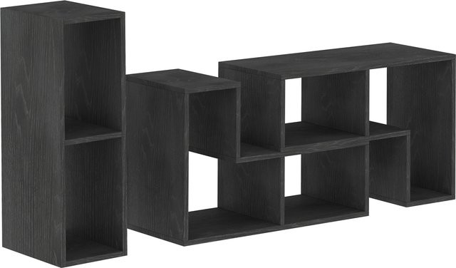 Modernes HOMCOM TV-Möbel aus Spanplatte mit 2 L-förmigen Regalen und rechteckigem Regal, Schwarz, B: 134-180 cm, T: 30,5 cm, H: 44 cm - Bild 1