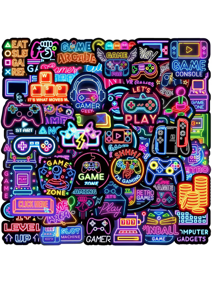 50 Stück Neon-Game-Controller-Graffiti-Aufkleber wasserfest in Multicolor von BulingBulingStickers Store - Bild 3