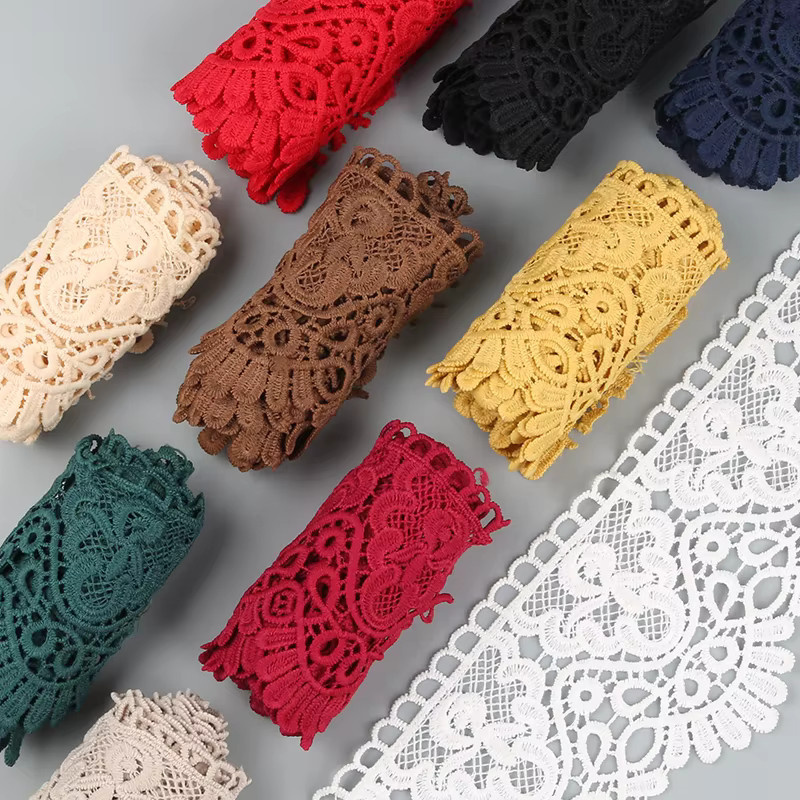 Wusmart Spitzenband mit Blumenstickerei in Pink, 3 Meter lang, Breite: 10 cm, handgefertigtes Bastelmaterial für DIY-Bekleidung und Nähstoffe - Bild 3