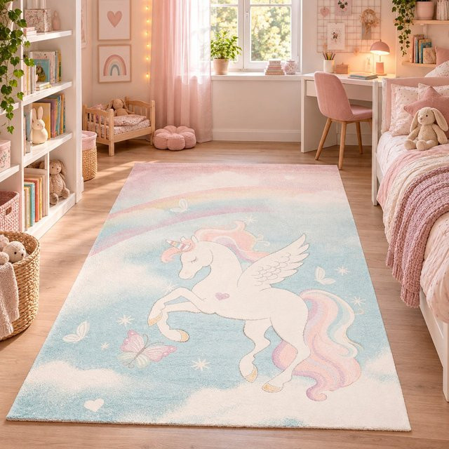 Pergamon Kinder Teppich Maui Kids Pastell Einhorn Bunt B/T: 140 x 200 cm - Bild 2