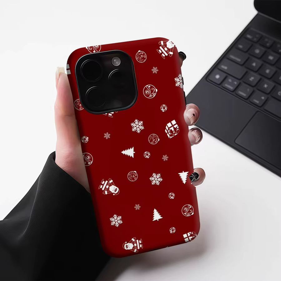 Potdemiel Magnetische Handyhülle Burgundy Christmas für iPhone 17 16 15 14 13 Pro Max Plus, robuste Doppelschicht-Hülle in Rot - Bild 5