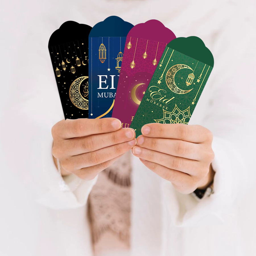 12 Stück Eid Mubarak Umschläge in Rot für Ramadan und Eid Al Adha Dekorationen und Geschenke - Bild 5