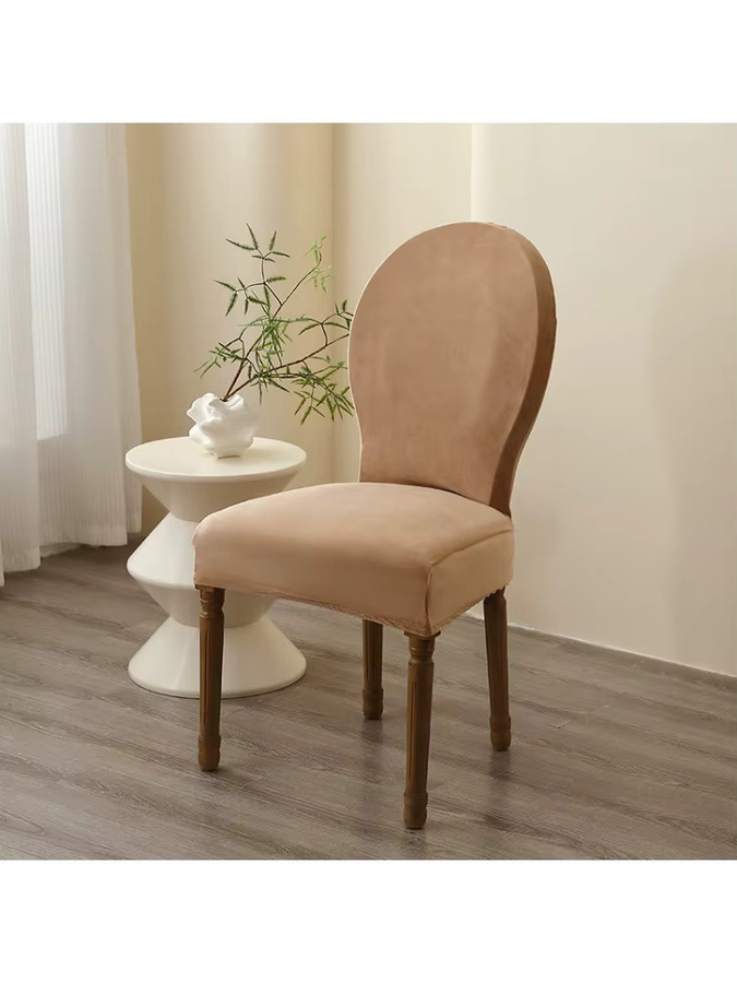 Yupartex Esszimmerstuhl Schutzhülle aus Samt in Beige mit runder gebogener Rückenlehne - Bild 5