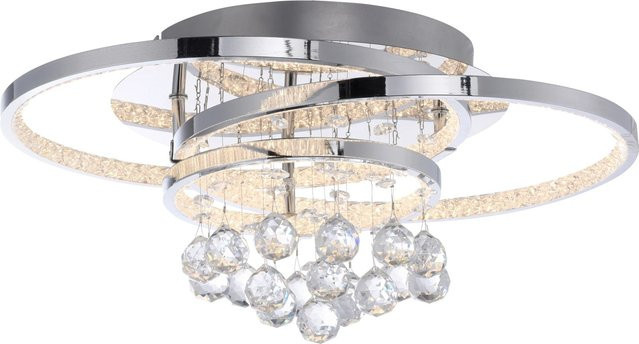 Paul Neuhaus LED-Deckenleuchte Rotazo in Chrom mit Kristallen, dimmbar, B: 45 cm, T: 33 cm, H: 33 cm - Bild 1